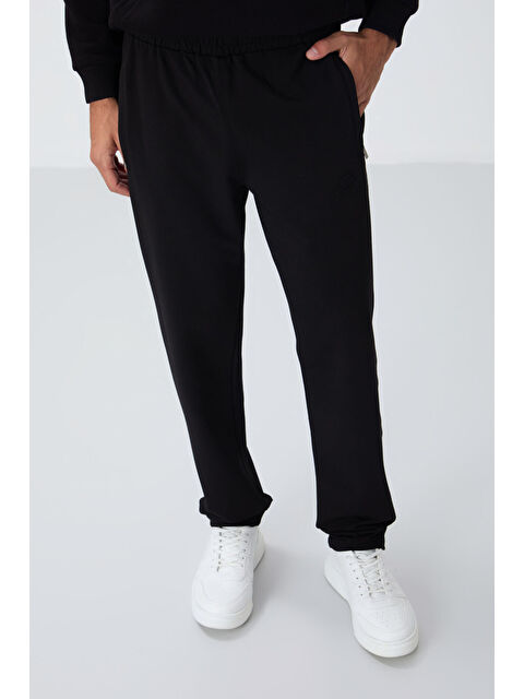 Tommylife Siyah Fermuar Cepli Dar Kalıp Klasik Paça Erkek Eşofman Alt - 84669 - S000032314-19351