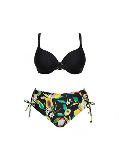 Hazelin Kadın Siyah Aksesuar Detaylı Tropikal Desen Bikini Takım HZL25S-LC3343 - S000370610-19351
