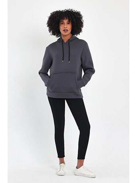 Süperlife Kadın Kapüşonlu Rahat Kalıp İçi Polarlı 3 iplik SweatShırt spr24swk55 - S000113551-17308