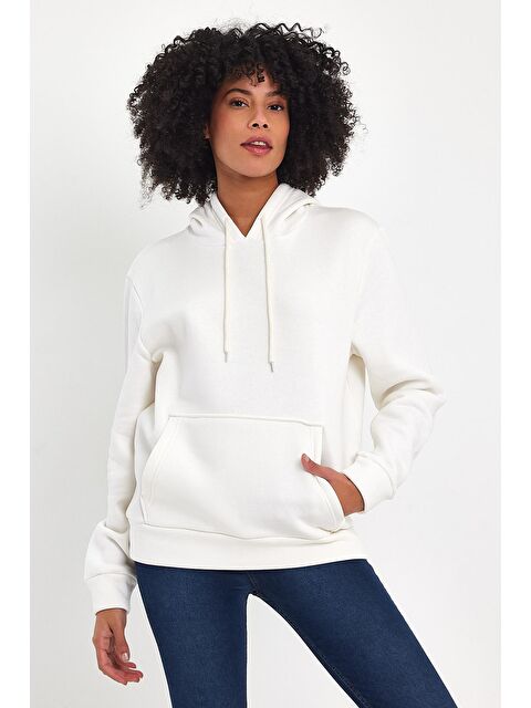 Süperlife Kadın Kapüşonlu Rahat Kalıp İçi Polarlı 3 iplik SweatShırt spr24swk55 - S000113551-19965