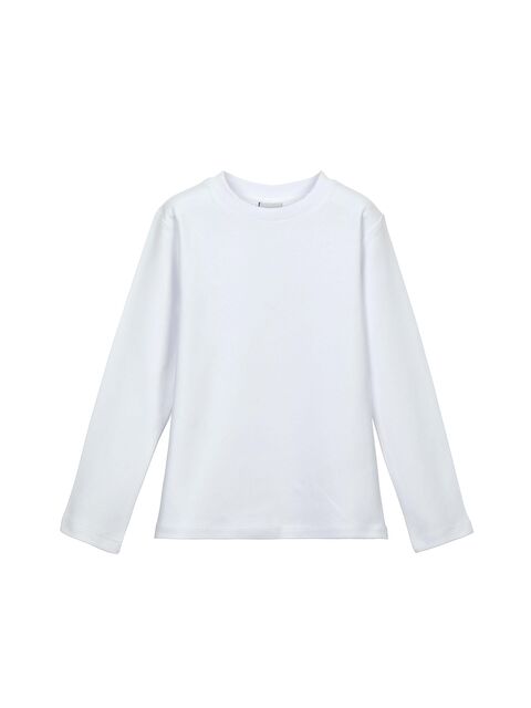 Lovetti Beyaz Kız Çocuk İnterlok Sıfır Yaka Uzun Kol Tişört - S000053847-20063