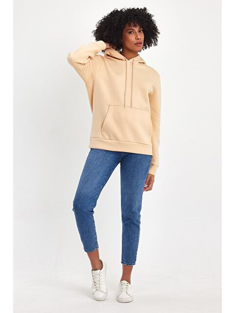 Süperlife Kadın Kapüşonlu Rahat Kalıp İçi Polarlı 3 iplik SweatShırt spr24swk55 - S000113551-19928