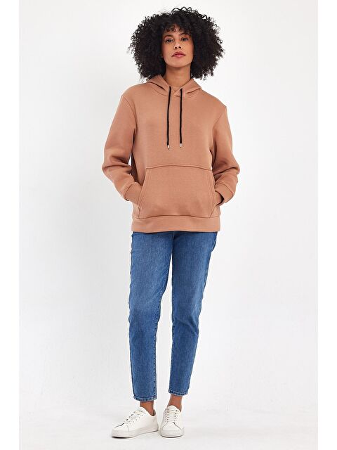 Süperlife Kadın Kapüşonlu Rahat Kalıp İçi Polarlı 3 iplik SweatShırt spr24swk55 - S000113551-23490