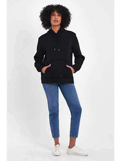 Süperlife Kadın Kapüşonlu Rahat Kalıp İçi Polarlı 3 iplik SweatShırt spr24swk55 - S000113551-19351