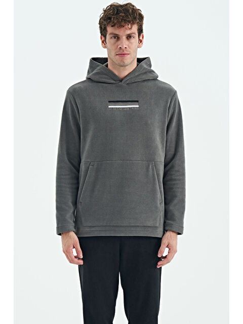 Air Jones Hern Koyu Gri  Polar Erkek Kapüşonlu Sweatshirt Hoodie - 88301 - S000142586-29351