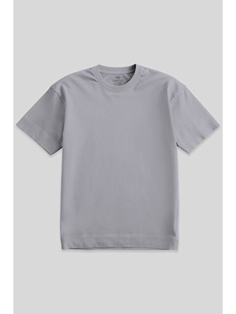 Tommylife Gri Basic Kısa Kol O Yaka  Erkek Büyük Beden Tişört - 88072 - S000028162-20600