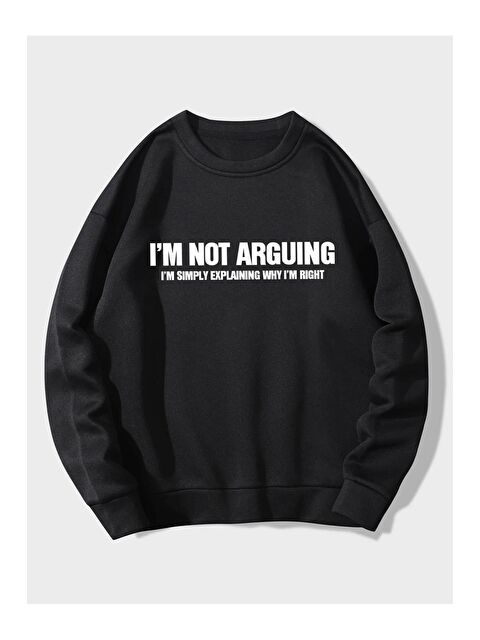 Trendseninle Unisex SİYAH Arguing Baskılı Oversize Sweatshirt - S000107320-19351