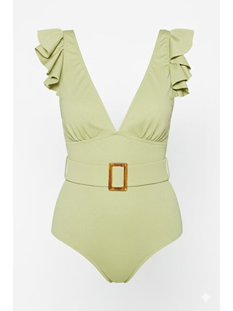 C&City V Yaka Kemerli Mayo 7530 Haki - S000216835-18547