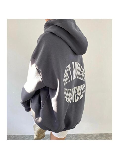 Trendseninle Dont Hoodie Sweatshirt Antrasit - S000107312-20600