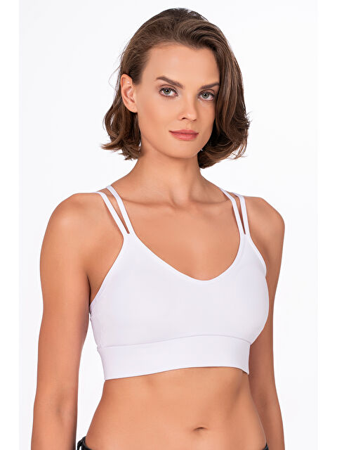 Kompedan Sırt Deyatlı Kaplı Spor Sütyeni Beyaz - S000164459-20063