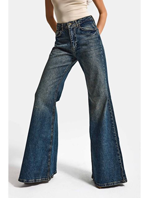 It's Basic Mavi Kadın Tint Jean Rengi 2w5-8 Flare Fit Komfort Kumaş  83cm Denim Jean - S000494096-17234 - S000494096-17234