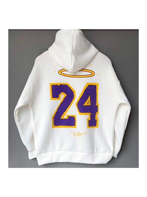 Trendseninle Kadın Beyaz Oversize 24 Baskılı Kapşonlu Sweatshirt - S000107317-20063