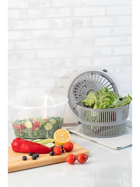 Porsima Pratik Salata Kurutucu - Meyve Sebze Yeşillik Yıkama Kurutma Kabı Gri - S000233130-17308