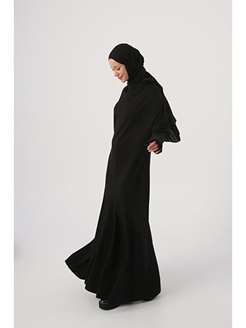 ALLDAY Siyah Degaje Yaka Kapüşonlu Elbise - S000022222-19351