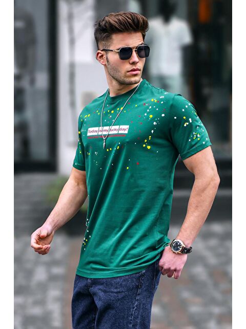 Madmext Erkek Baskılı Yeşil Tişört 5814 - S000016380-18194
