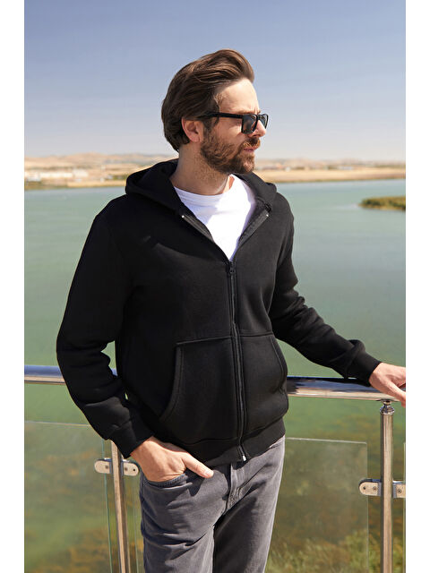 Fullamoda 3 İplik Fermuarlı Kanguru Cepli Sweatshirt - S000434173-19351