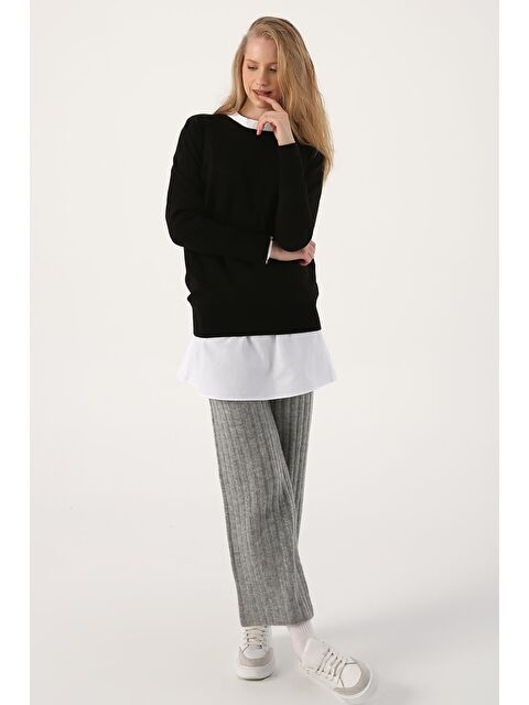 ALLDAY Siyah Bisiklet Yaka Triko Kazak - S000020084-19351