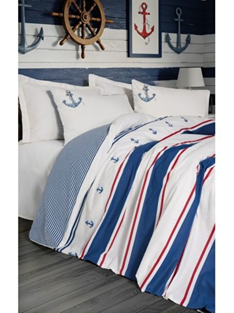 Varol Pamuk Box Maritime Tek Kişilik Nevresim Takimi Brine Ekru - S000448273-23173