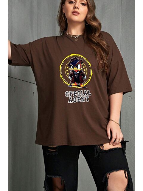 uyguntarz Unisex Special Agent Baskılı Oversize Tshirt - S000238520-19413