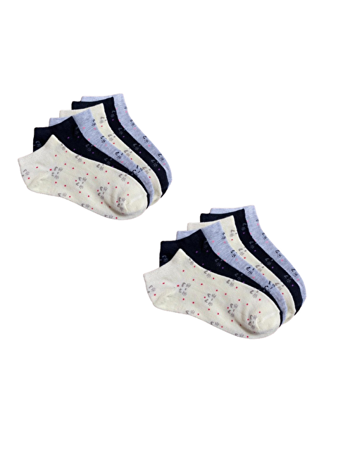 Line Smart 12'li Kadın Karışık Kedi Desenli Pamuklu Rahat Patik Çorap - S000237848-27074