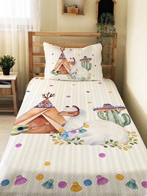 Evmila Lama Desen  Bebek Ve Çocuk Baskılı Tek Kişilik Pike Takımı - S000027823-23173