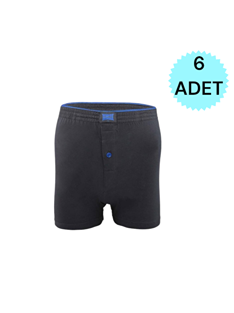 Tutku 6'lı Erkek Füme Pamuklu Havlu Bel Penye Rahat Kesim Düğmeli Büyük Beden Boxer - S000359167-33408