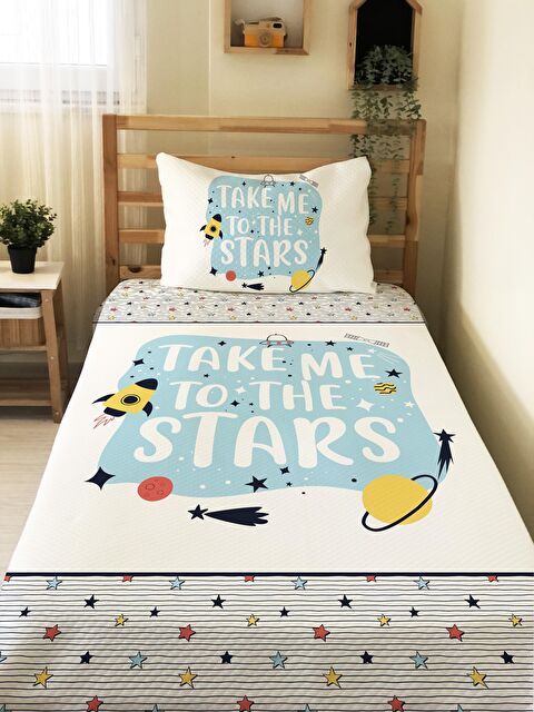 Evmila Roket Desen  Bebek Ve Çocuk Baskılı Tek Kişilik Pike Takımı - S000027828-23173