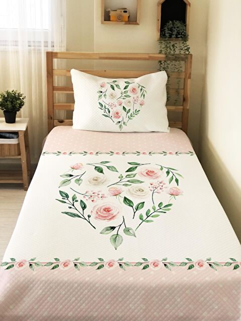 Evmila Çiçek Desen  Bebek Ve Çocuk Baskılı Tek Kişilik Pike Takımı - S000027829-23173