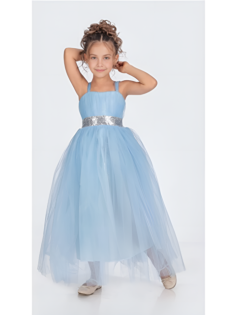 Mnk Baby & Kids Sırt Gipeli Tütü Etek Kız Çocuk Saten Parti Abiye Elbise MNK0340 - S000380355-20055