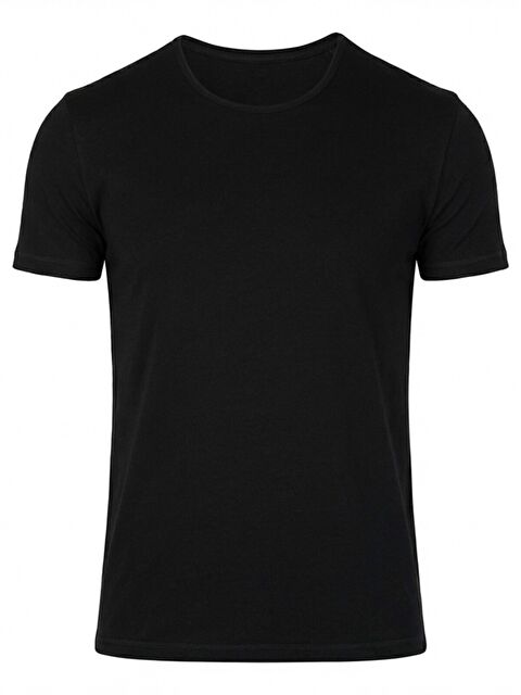 D'S damat Comfort Bisiklet Yaka T-shirt SİYAH