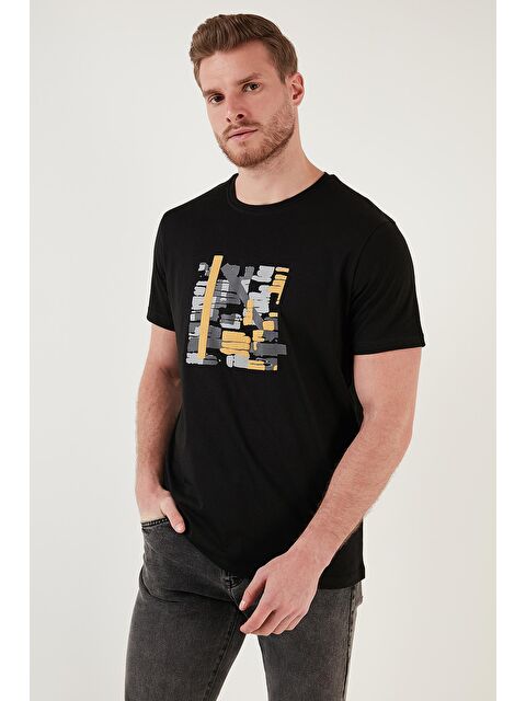 Buratti Baskılı Bisiklet Yaka %100 Pamuk Slim Fit Tişört 646R3710 - S000011523-19351