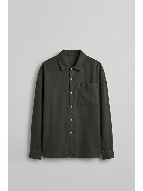 Abluka Online Erkek Oversize Yıkamalı Gömlek Haki