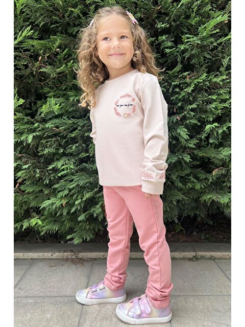 Breeze Kız Bebek Eşofman Takım Çiçek Nakışlı Bej (1.5-2 Yaş) - S000332565-19928