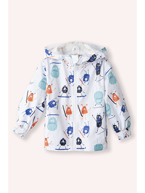 Panço Erkek Bebek Desenli Beyaz Yağmurluk - S000471017-20063