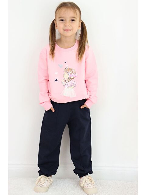 Breeze Kız Çocuk Eşofman Takım Düşünceli Kız Baskılı Pembe (2-4 Yaş) - S000325286-20024