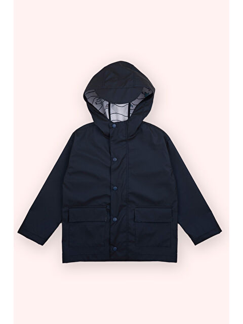 Panço Erkek Çocuk Kapüşonlu İç Bedeni Baskılı Lacivert Yağmurluk - S000395673-21164
