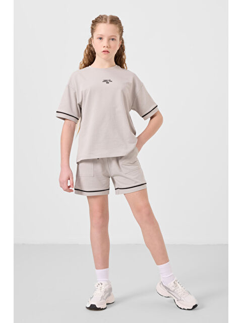 Tommylife Taş Pamuklu Yumuşak Dokulu Standart Fit Basic Kız Çocuk Şort Takım - 75183 - S000387244-25636