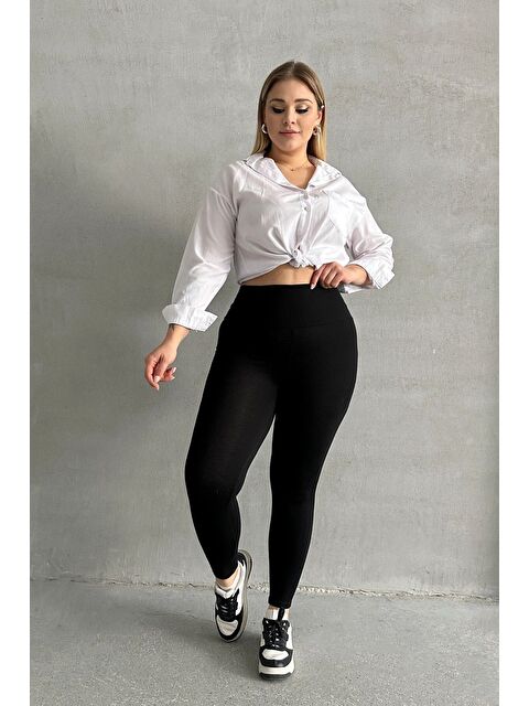 Stil Diva Büyük Beden Yüksel Bel Vücudu Saran Spor Tayt 038396 - S000264481-19351