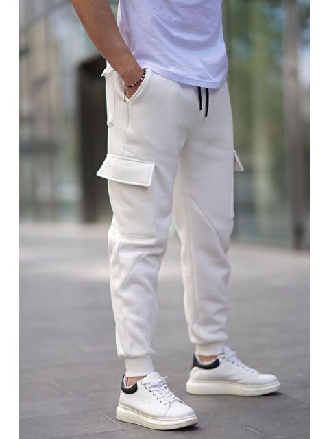 Madmext Ekru Kargo Cep  Erkek Jogger Eşofman Altı 6526 - S000061253-19965