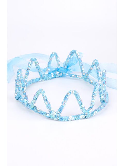 Le Mabelle Mavi Yuvarlak Payetli Kız Çocuk Kraliçe Taç - S000383965-17234
