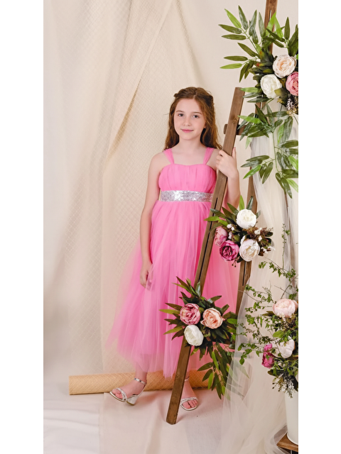 Mnk Baby & Kids Sırt Gipeli Tütü Etek Kız Çocuk Saten Parti Abiye Elbise - S000380355-20048