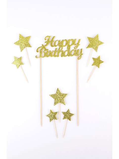 Le Mabelle Altın Happy Birthday Yıldız Pasta Süsü - S000417062-20076