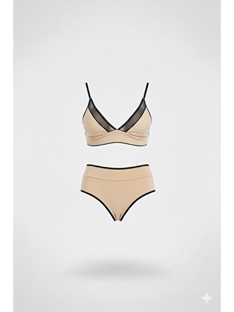 C&City Şortlu Kadife Bralet Takım 9073 Açık Bej - S000222163-19927