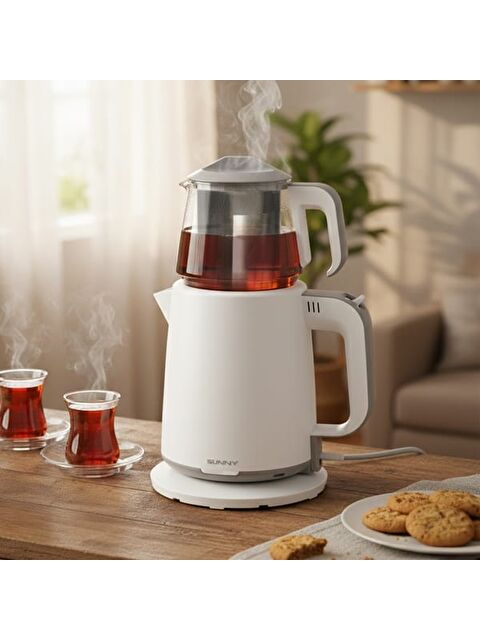 Sunny Pasha Çay Makinesi - Beyaz - 1850 Watt