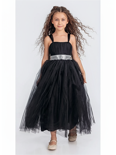 Mnk Baby & Kids Sırt Gipeli Tütü Etek Kız Çocuk Saten Parti Abiye Elbise MNK0340 - S000380355-19351