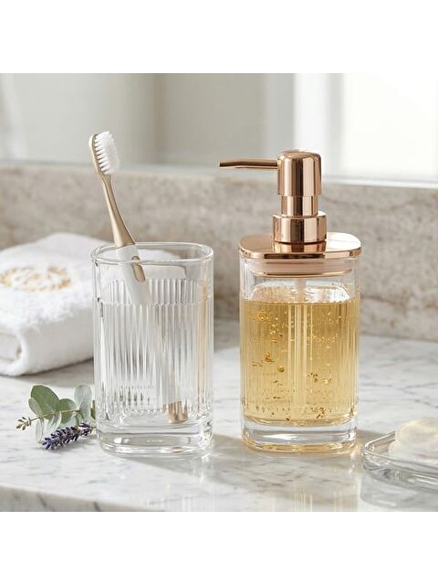 Evidea Bath 2'li Banyo Sıvı Sabunluk Seti - Altın / Şeffaf - S000475628-26865