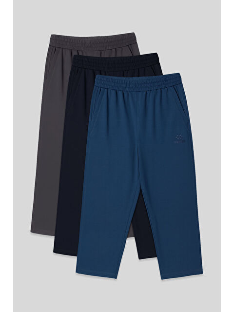 Tommylife Standart Fit 3lü Paket Koyu Gri-Lacivert-Parlament Erkek Kapri - 83102 - S000448493-37346