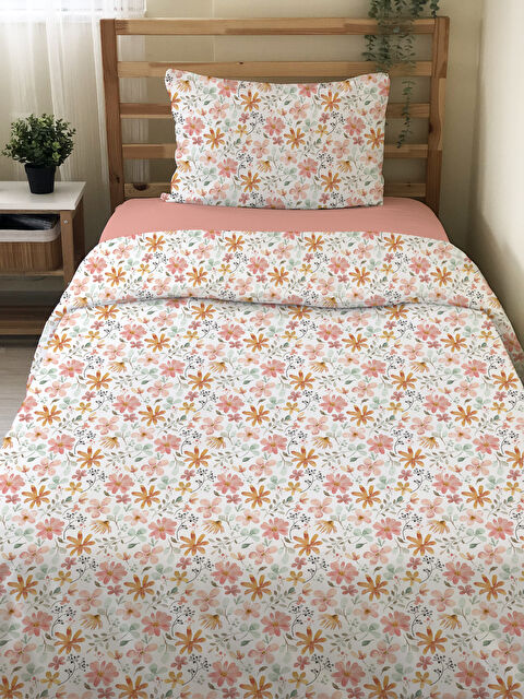 Evmila Çiçek Desenli Çarşafsız 2 li Takım Baskılı Tek Kişilik Nevresim Takımı 160x220 cm - S000336293-23173