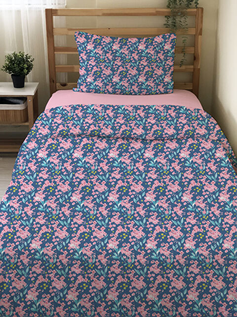 Evmila Çiçek Desenli Çarşafsız 2 li Takım Baskılı Tek Kişilik Nevresim Takımı 160x220 cm - S000336285-23173