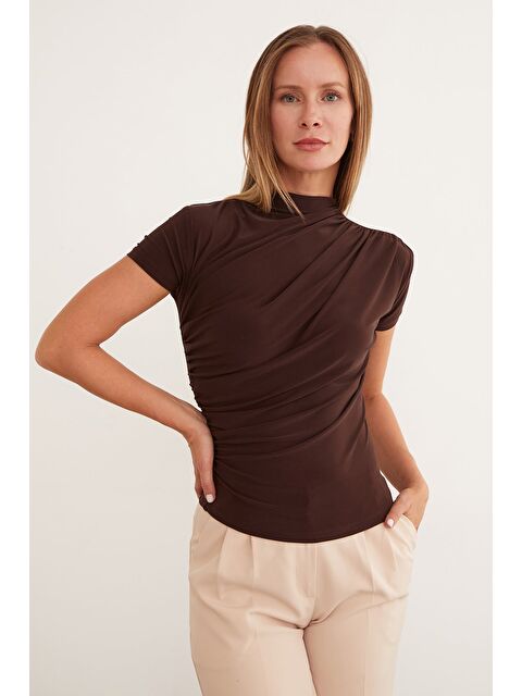 Fullamoda Drapeli Dik Yaka Bluz - S000208119-19413